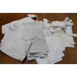 Assorted cotton aprons including maids, cooks & upstairs maid’s aprons.  All cotton (some staining).