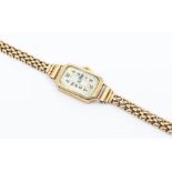 A ladies Art Deco 9ct gold wristwatch, comprising a octagonal dial, painted Arabic number markers,