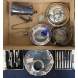 A quantity of silver plates, EPNS & EP to include: Edwardian bottle holder, stamped to base; Queen