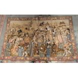 A modern tapestry in a vintage design (depicting a Tudor gathering of men and women) circa 1970/80'