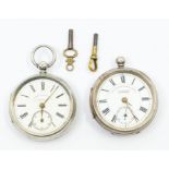 Two early 20th Century silver pocket watches, Roman numerals, Graves of Sheffield, Alfred Russel &