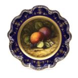 A modern Coalport china cabinet plate, scalloped border with gilt decoration, the reserve painted