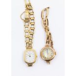 Two ladies 9ct gold wristwatches, to include an early 20th century version on a 9ct gold expander