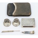 A group of silver to include: a Victorian silver cigar cutter, engraved Strafford Smith,