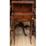 A 19th Century small cabinet with drawers and a whatnot top in mahogany