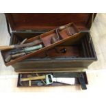 Mahogany early 20th century tool chest with collection of early 20th century tools and later, with