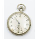 Early to mid 20th Century military pocket watch, numbered to back with Ministry of War symbol (AF)