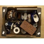 Collection of 20th Century ceramics including Royal Winton Satsuma Aynsley Delft wood carved box
