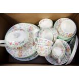 A Minton Haddon Hall tea set with pot plates, bowls etc  all good condition
