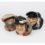 3 Royal Doulton character jugs, Falstaff (D6287), Lobster Man (D6617) and Gone Away (D 6531).
