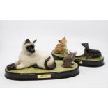 Two rare John Beswick figures of cat with mouse "Watch it!" and kitten and dog sharing no chips or