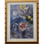 A numbered Marc Chagall print, 68 x 46cm, framed and glazed