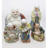 Five Chinese 20th Century Buddha figures, all good condition