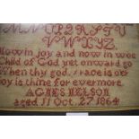 A sampler by Agnes Nelson, aged 11 in 1864