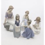 Five Nao figures of young ladies all i n good condition, no chips or breaks