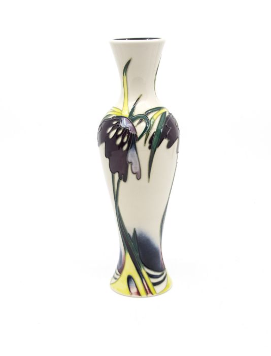 Moorcroft vase, circa 2006 with cream ground signed to base, flower detail, with box