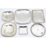 Three Continental silver various pin dishes, stamped 925 825, 800, approx 8.02 ozt (249.2 grams)