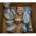 A good collection of early Chinese and English ceramics to include a blue & white Spode toothbrush