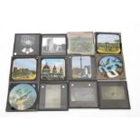 A collection of glass slides to include examples with childhood scenes and birds