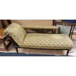 Victorian mahogany chaise longue with side rest and back rail