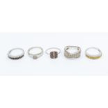 A collection of five Gems TV diamond set rings to include a two 9ct white gold and diamond set rings