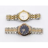 A ladies Gucci rose gold plated steel wristwatch, black dial with rose gold steel bracelet watch