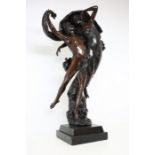 After Eugene Marioton, Amour et Psyche, large bronzed figural group, signed Marioton Replica, raised