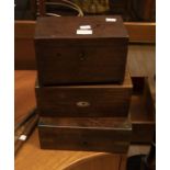 A 19th Century mahogany tea caddy; a 19th Century mahogany trinket box with pullout shelf and a rose