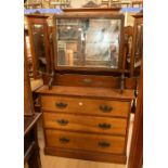 Edwardian oak dressing table, main centre mirror with two sides along with another dressing table