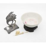 A collection of ceramics to include; Tek Sing shipwreck Chinese bowl on stand along with bronze