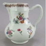 A mid eighteenth century hand-painted porcelain Chinese jug, c. 1770. It is decorated with floral