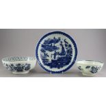 A group of late eighteenth century blue and white transfer-printed porcelain Caughley wares, c.