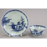 An eighteenth century blue and white hand-painted Chinese Nanking Cargo tea bowl, c. 1750. It