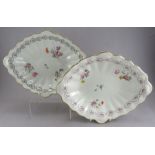 A pair of late eighteenth century porcelain Derby hand-painted floral pattern dessert dishes, c.