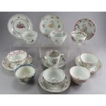 A group of late eighteenth, early nineteenth century Newhall tea wares , c. 1790-1810. To include: