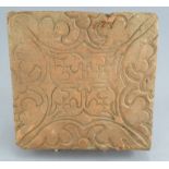 A German medieval floor tile from the fourteenth century. It is decorated with an impressed a