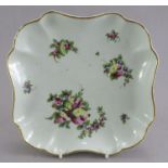 A late eighteenth century porcelain Worcester hand-painted fruit and flowers pattern square