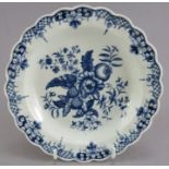 A late eighteenth century porcelain blue and white transfer-printed Worcester Pine Cone pattern