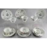A group of late eighteenth Chinese hand-painted tea wares , c. 1790-1800. To include: four tea bowls