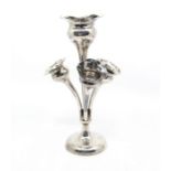 An Edwardian silver epergne with central trumpet flanked by three further trumpets on weighted