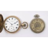 A gold plated "Dennison" hunter pocket watch and a 1930's "Stratford" Art Deco pocket watch