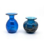 ***RE-OFFER JAN A/C £30-£40*** Mdina 2 small vases with blue bodies and trailed decoration signed to