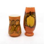 ***RE-OFFER JAN A/C £70-£100*** Poole Pottery: 2 Poole Pottery Delphis vases on orange ground