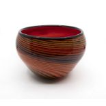 ***RE-OFFER JAN A/C £50-£70*** A mid 20th century studio glass bowl red interior, black rim and