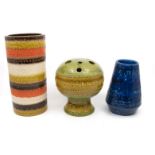 A collection of Bitossi Italian ceramics; a Sahari vase, Rimani vase and another