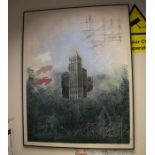 A collection of four 20th Century mixed medium industry and banking interest artwork (4)