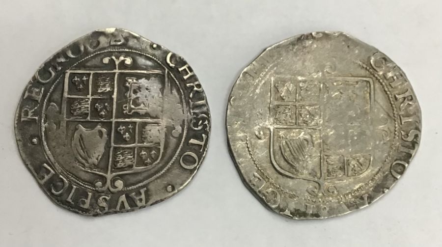 Two Charles I, Shillings mm Triangle 1639-40 & mm P in brackets (under Parliament) - Bild 2 aus 2