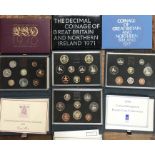 Royal Mint Proof year sets of 1970, 1971, 1977, 1983, 1986, 1989 with rare claim of Right £2 coin,