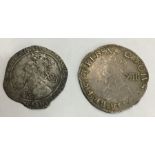 Two Charles I, Shillings mm Ton 1636-8 & mm hard to read but likely Triangle in circle 1641-3