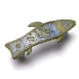 Roman Zoomorphic Brooch.  Circa, 2nd century AD. Copper-alloy, 4.28 g, 32.05 mm. A plate brooch in